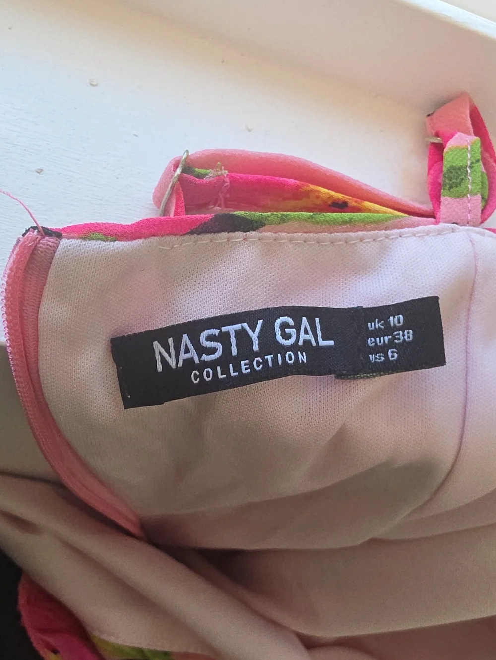 Nasty Gal Pink Floral Adjustable Spaghetti Strap High Slit Ruffle Midi Dress 6 - Picture 6 of 6